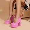 image:imageHee grand Womens Platform Heeled Sandals Closed Round Toe Ankle Buckle Strap Chunky High Heels Mary Janes Punk Style Pumps Fashion Party ShoesApink