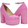image:imageHee grand Womens Platform Heeled Sandals Closed Round Toe Ankle Buckle Strap Chunky High Heels Mary Janes Punk Style Pumps Fashion Party ShoesApink