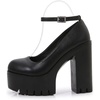 image:imageHee grand Womens Platform Heeled Sandals Closed Round Toe Ankle Buckle Strap Chunky High Heels Mary Janes Punk Style Pumps Fashion Party ShoesBblack Pu