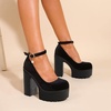 image:imageHee grand Womens Platform Heeled Sandals Closed Round Toe Ankle Buckle Strap Chunky High Heels Mary Janes Punk Style Pumps Fashion Party ShoesBblack Suede