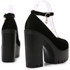 image:imageHee grand Womens Platform Heeled Sandals Closed Round Toe Ankle Buckle Strap Chunky High Heels Mary Janes Punk Style Pumps Fashion Party ShoesBblack Suede