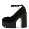 image:imageHee grand Womens Platform Heeled Sandals Closed Round Toe Ankle Buckle Strap Chunky High Heels Mary Janes Punk Style Pumps Fashion Party ShoesBblack Suede