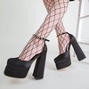image:imageHee grand Womens Platform Heeled Sandals Closed Square Toe Ankle Buckle Strap Chunky High Heels Pumps Mary Janes Fashion Party Dress ShoesAblacksatin