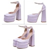 image:imageHee grand Womens Platform Heeled Sandals Closed Square Toe Ankle Buckle Strap Chunky High Heels Pumps Mary Janes Fashion Party Dress ShoesApurplesatin