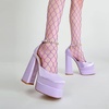 image:imageHee grand Womens Platform Heeled Sandals Closed Square Toe Ankle Buckle Strap Chunky High Heels Pumps Mary Janes Fashion Party Dress ShoesApurplesatin