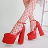 image:imageHee grand Womens Platform Heeled Sandals Closed Square Toe Ankle Buckle Strap Chunky High Heels Pumps Mary Janes Fashion Party Dress ShoesAredsatin