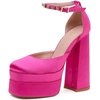 image:imageHee grand Womens Platform Heeled Sandals Closed Square Toe Ankle Buckle Strap Chunky High Heels Pumps Mary Janes Fashion Party Dress ShoesArosesatin