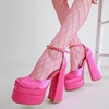 image:imageHee grand Womens Platform Heeled Sandals Closed Square Toe Ankle Buckle Strap Chunky High Heels Pumps Mary Janes Fashion Party Dress ShoesArosesatin