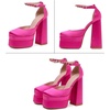 image:imageHee grand Womens Platform Heeled Sandals Closed Square Toe Ankle Buckle Strap Chunky High Heels Pumps Mary Janes Fashion Party Dress ShoesArosesatin