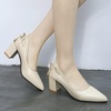 image:imageHee grand Womens Pointed Toe Block Heel Pumps Cutout SlipOn Dress Shoes Comfortable Work Heels with BowPuapricot
