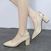 image:imageHee grand Womens Pointed Toe Block Heel Pumps Cutout SlipOn Dress Shoes Comfortable Work Heels with BowPuapricot