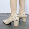 image:imageHee grand Womens Pointed Toe Block Heel Pumps Cutout SlipOn Dress Shoes Comfortable Work Heels with BowPuapricot