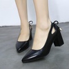 image:imageHee grand Womens Pointed Toe Block Heel Pumps Cutout SlipOn Dress Shoes Comfortable Work Heels with BowPublack