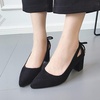 image:imageHee grand Womens Pointed Toe Block Heel Pumps Cutout SlipOn Dress Shoes Comfortable Work Heels with BowSuedeblack