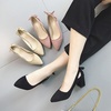 image:imageHee grand Womens Pointed Toe Block Heel Pumps Cutout SlipOn Dress Shoes Comfortable Work Heels with BowSuedeblack