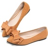 image:imageHee grand Womens Pointed Toe Flat Shoes Elegant Bow Knot Ballet Flats for Ladies Comfortable SlipOn LoafersAmber