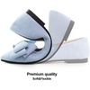 image:imageHee grand Womens Pointed Toe Flat Shoes Elegant Bow Knot Ballet Flats for Ladies Comfortable SlipOn LoafersBaby Blue