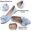 image:imageHee grand Womens Pointed Toe Flat Shoes Elegant Bow Knot Ballet Flats for Ladies Comfortable SlipOn LoafersBaby Blue