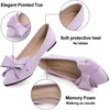 image:imageHee grand Womens Pointed Toe Flat Shoes Elegant Bow Knot Ballet Flats for Ladies Comfortable SlipOn LoafersBaby Purple