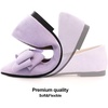 image:imageHee grand Womens Pointed Toe Flat Shoes Elegant Bow Knot Ballet Flats for Ladies Comfortable SlipOn LoafersBaby Purple