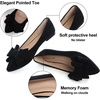 image:imageHee grand Womens Pointed Toe Flat Shoes Elegant Bow Knot Ballet Flats for Ladies Comfortable SlipOn LoafersBlack