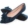 image:imageHee grand Womens Pointed Toe Flat Shoes Elegant Bow Knot Ballet Flats for Ladies Comfortable SlipOn LoafersBlue
