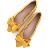 image:imageHee grand Womens Pointed Toe Flat Shoes Elegant Bow Knot Ballet Flats for Ladies Comfortable SlipOn LoafersDark Yellow