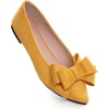 image:imageHee grand Womens Pointed Toe Flat Shoes Elegant Bow Knot Ballet Flats for Ladies Comfortable SlipOn LoafersDark Yellow