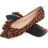 image:imageHee grand Womens Pointed Toe Flat Shoes Elegant Bow Knot Ballet Flats for Ladies Comfortable SlipOn LoafersLeopard Brown