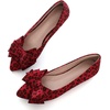 image:imageHee grand Womens Pointed Toe Flat Shoes Elegant Bow Knot Ballet Flats for Ladies Comfortable SlipOn LoafersLeopard Red