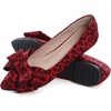 image:imageHee grand Womens Pointed Toe Flat Shoes Elegant Bow Knot Ballet Flats for Ladies Comfortable SlipOn LoafersLeopard Red