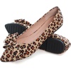 image:imageHee grand Womens Pointed Toe Flat Shoes Elegant Bow Knot Ballet Flats for Ladies Comfortable SlipOn LoafersLeopard Yellow