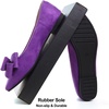 image:imageHee grand Womens Pointed Toe Flat Shoes Elegant Bow Knot Ballet Flats for Ladies Comfortable SlipOn LoafersPurple