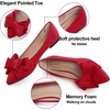 image:imageHee grand Womens Pointed Toe Flat Shoes Elegant Bow Knot Ballet Flats for Ladies Comfortable SlipOn LoafersRed