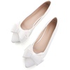 image:imageHee grand Womens Pointed Toe Flat Shoes Elegant Bow Knot Ballet Flats for Ladies Comfortable SlipOn LoafersWhite