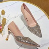 image:imageHee grand Womens Pointed Toe High Heels Glittering Sequins Dress Shoes for Wedding Party Stieletto PumpsGlitterchampagne