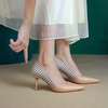 image:imageHee grand Womens Pointed Toe High Heels Glittering Sequins Dress Shoes for Wedding Party Stieletto PumpsPlaidapricot