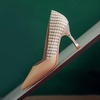 image:imageHee grand Womens Pointed Toe High Heels Glittering Sequins Dress Shoes for Wedding Party Stieletto PumpsPlaidapricot