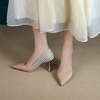 image:imageHee grand Womens Pointed Toe High Heels Glittering Sequins Dress Shoes for Wedding Party Stieletto PumpsPlaidapricot