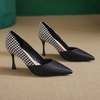 image:imageHee grand Womens Pointed Toe High Heels Glittering Sequins Dress Shoes for Wedding Party Stieletto PumpsPlaidblack