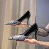 image:imageHee grand Womens Pointed Toe High Heels Glittering Sequins Dress Shoes for Wedding Party Stieletto PumpsSnakeblack