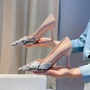 image:imageHee grand Womens Pointed Toe High Heels Glittering Sequins Dress Shoes for Wedding Party Stieletto PumpsSnakenude