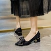image:imageHee grand Womens Pointed Toe Rhinestone Bow Low Heel Pumps SlipOn Glitter Dress Shoes for Wedding Bridal Party Evening154black