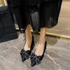 image:imageHee grand Womens Pointed Toe Rhinestone Bow Low Heel Pumps SlipOn Glitter Dress Shoes for Wedding Bridal Party Evening154black