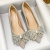 image:imageHee grand Womens Pointed Toe Rhinestone Bow Low Heel Pumps SlipOn Glitter Dress Shoes for Wedding Bridal Party Evening182apricot