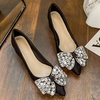 image:imageHee grand Womens Pointed Toe Rhinestone Bow Low Heel Pumps SlipOn Glitter Dress Shoes for Wedding Bridal Party Evening182black
