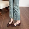 image:imageHee grand Womens Pumps Low Heel Dress Shoes for Women Closed Toe Chunky Mary Jane Work Pumps ShoesBrown