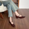 image:imageHee grand Womens Pumps Low Heel Dress Shoes for Women Closed Toe Chunky Mary Jane Work Pumps ShoesBrown
