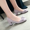 image:imageHee grand Womens Pumps Suede Square Toe Chunky Block Mid Heels Comfortable Work Heel Shoes Bow Dress Shoes187purple