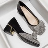 image:imageHee grand Womens Rhinestone Pearl Bow Square Toe Block Heel Pumps Slip On Chunky Low Heel Dress Shoes Comfortable Wedding Bridal Party Office Work Shoes for Ladies158black